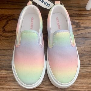 NWT Girls Old Navy Rainbow Slip on Sneakers